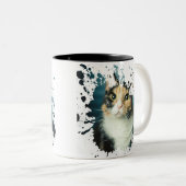 Schattige kat tweekleurige koffiemok (Voorkant rechts)