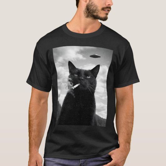 Schattige Kat Ufo Meme Selfie Alien T-shirt (Voorkant)