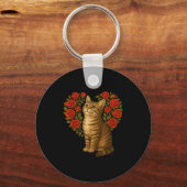 Schattige kat Valentijn bloemhart grappige kat lie Sleutelhanger (Voorkant)
