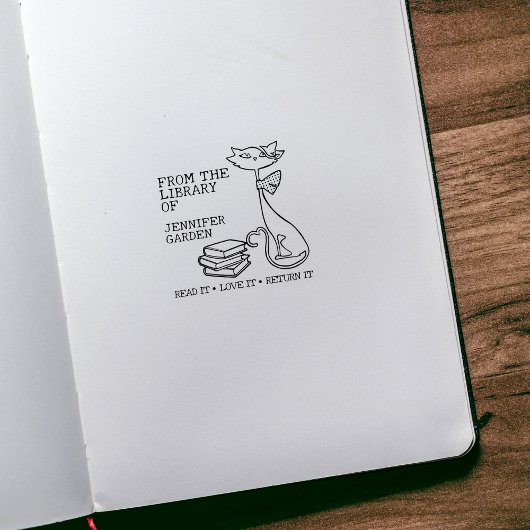 Schattige Kat Van de Bibliotheek Van Rubberstempel