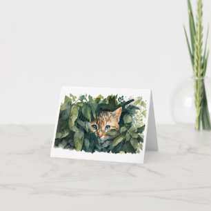 Schattige Kat Verbergen in Struiken BLANK Kaart