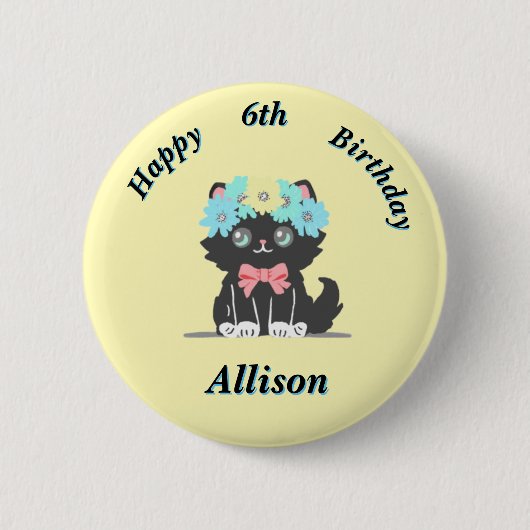 Schattige Kat Verjaardag Button (Voorkant)