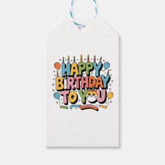 Schattige kat verjaardag cadeaulabel