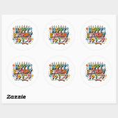 Schattige kat verjaardag ronde sticker (Vel)