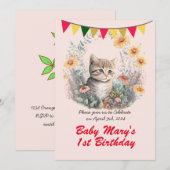 Schattige Kat - Verjaardagsfeest Kaart (Voorkant / Achterkant)