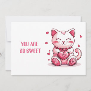 schattige kat verliefd met roze hart  feestdagenkaart