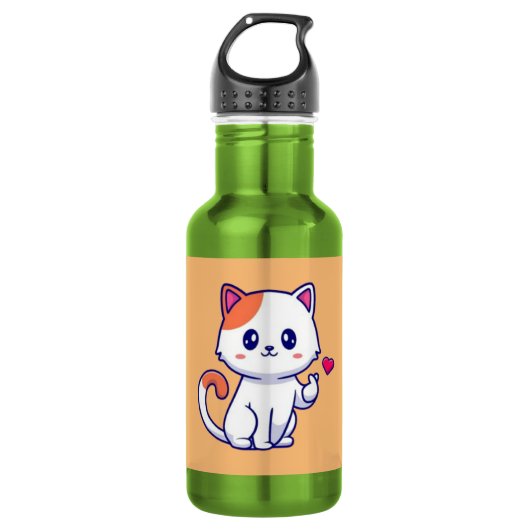 Schattige Kat Verliefd Teken Hand-23577 Waterfles (Voorkant)
