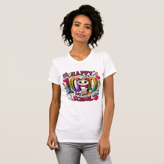 Schattige kat viert 100ste dag van de school Schat T-shirt (Voorkant volledig)