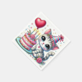 Schattige kat viert verjaardag met taart servet (Hoek)