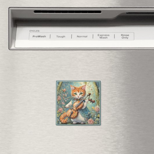 Schattige Kat Viool spelen Magneet (Insitu (Vaatwasser))
