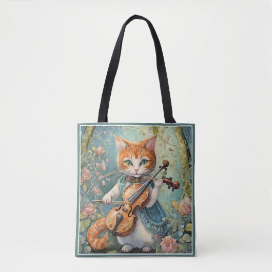 Schattige Kat Viool spelen Tote Bag (Voorkant)