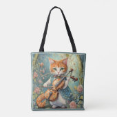 Schattige Kat Viool spelen Tote Bag (Achterkant)