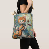 Schattige Kat Viool spelen Tote Bag (Dichtbij)