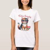 Schattige Kat Voelt Zich Strand T-shirt (Voorkant)