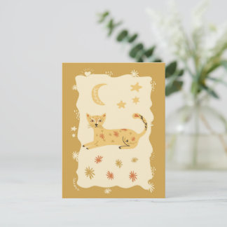 Schattige kat volks kunst - Kunstenaar ansichtkaar Briefkaart