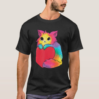 Schattige kat voor Valentijnsdag Kleurrijke kitten T-shirt