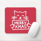 Schattige Kat Vrolijk Kerstmis Muismat (Met muis)
