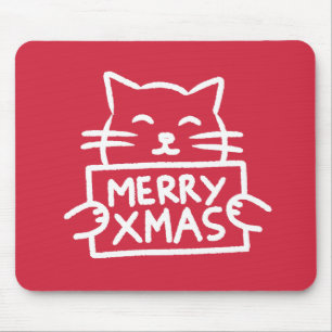 Schattige Kat Vrolijk Kerstmis Muismat