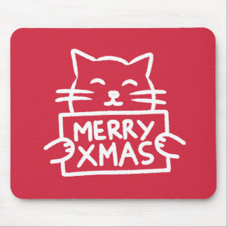 Schattige Kat Vrolijk Kerstmis Muismat