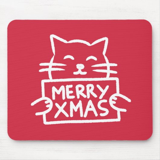 Schattige Kat Vrolijk Kerstmis Muismat (Voorkant)
