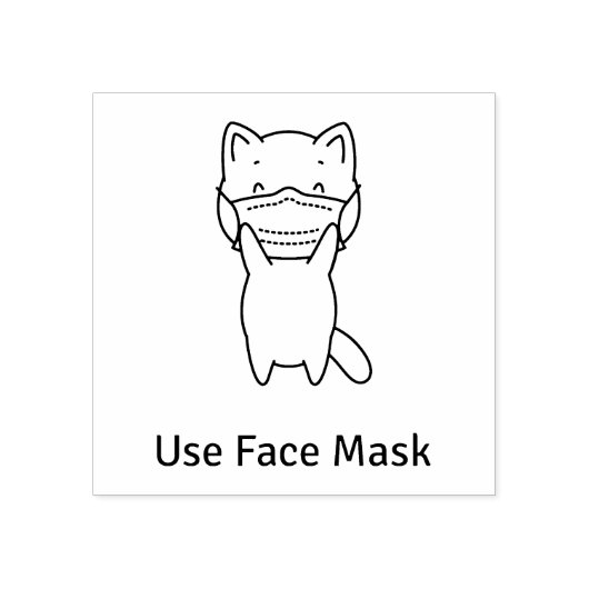 SCHATTIGE KAT WAARSCHUWT GEBRUIK GEZICHTSMASKER Ho Rubberstempel (Afrduk)