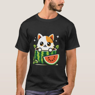 Schattige Kat Watermeloen Fruit Liefhebbers Waterm T-shirt