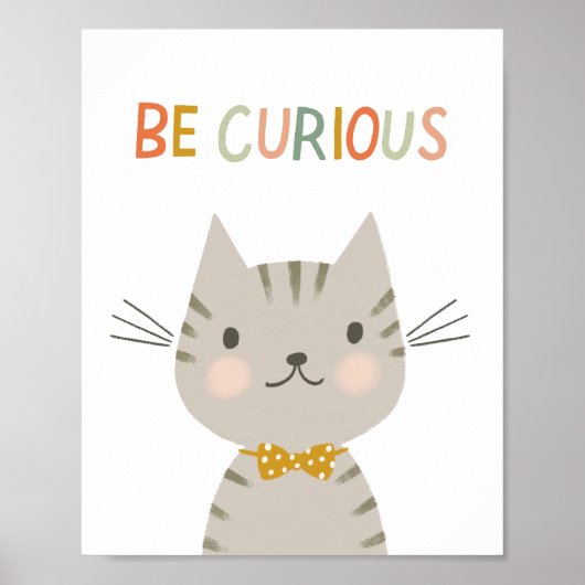 Schattige Kat Wees nieuwsgierig Kinder Poster (Voorkant)