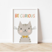 Schattige Kat Wees nieuwsgierig Kinder Poster