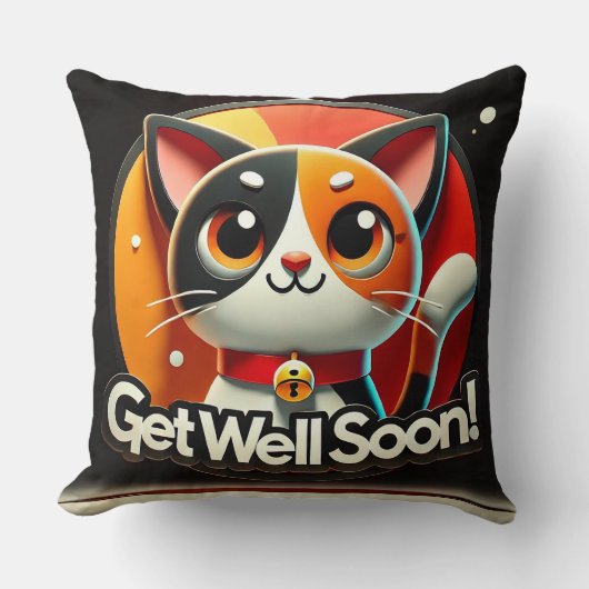 Schattige kat wenst beterschap kussen (Voorkant)