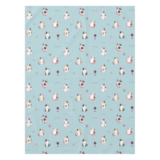 Schattige kat & wijntafelkleed tafelkleed (Voorkant)