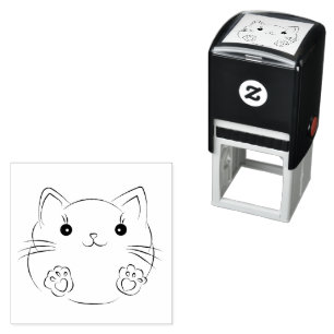 schattige kat zelf inkt rubberen stempel