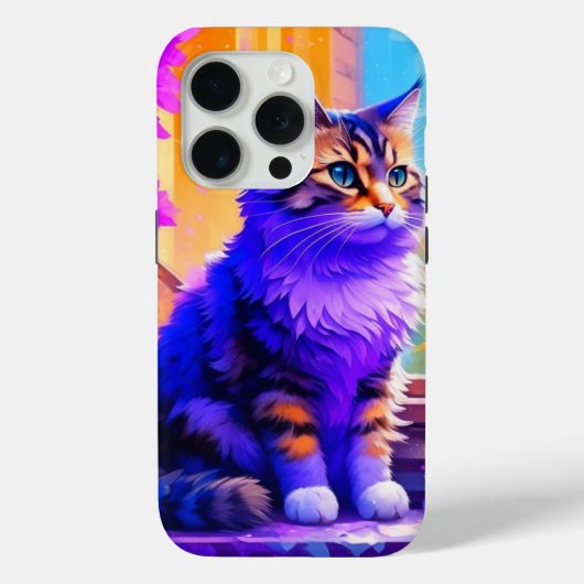 Schattige kat zit in raam Ai-kunst Case-Mate iPhone Case (Achterkant)