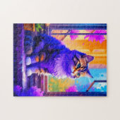 Schattige kat zit in raam Ai-kunst Legpuzzel (Horizontaal)