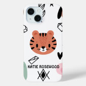 Schattige Kat zwart-wit monogram Case-Mate iPhone Case (Achterkant)