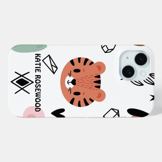 Schattige Kat zwart-wit monogram Case-Mate iPhone Case (Achterkant (horizontaal))