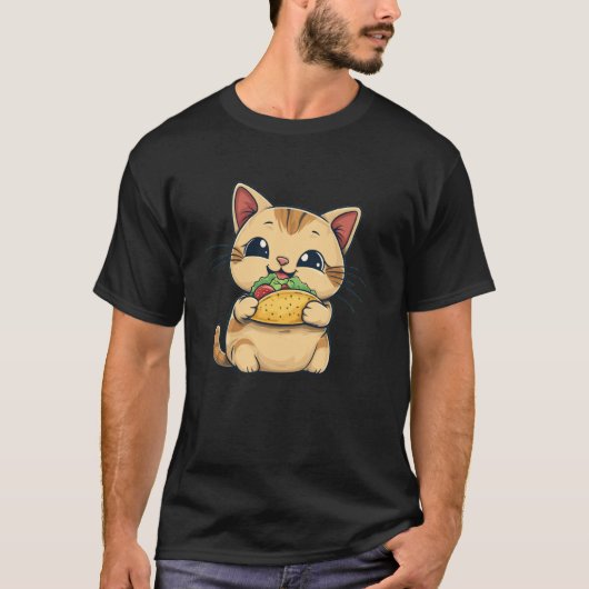 Schattige katje eet een taco t-shirt (Voorkant)
