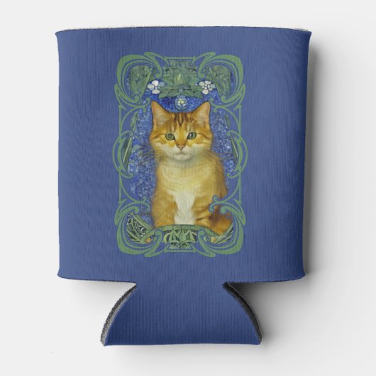 Schattige katje in Art Nouveau stijl Blikjeskoeler (Voorkant)