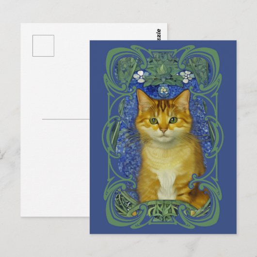 Schattige katje in Art Nouveau stijl Briefkaart (Voorkant / Achterkant)