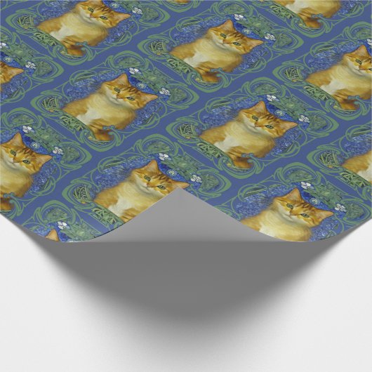 Schattige katje in Art Nouveau stijl Cadeaupapier (Hoek)