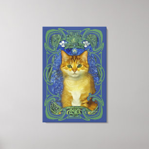 Schattige katje in  Art Nouveau stijl Canvas Afdruk