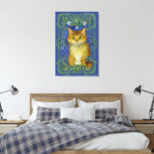 Schattige katje in  Art Nouveau stijl Canvas Afdruk (Insitu (Slaapkamer))