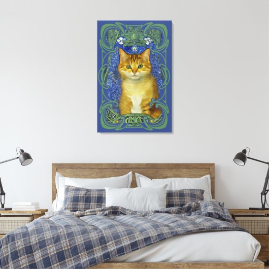 Schattige katje in Art Nouveau stijl Canvas Afdruk (Insitu (Slaapkamer))