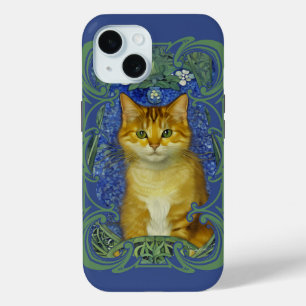 Schattige katje in  Art Nouveau stijl iPhone 15 Case