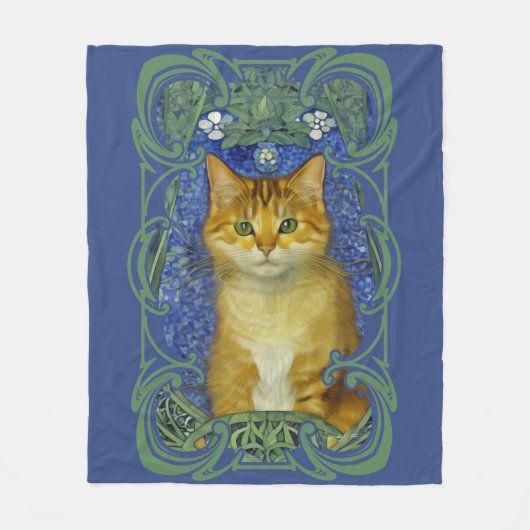 Schattige katje in  Art Nouveau stijl Fleece Deken (Voorkant)