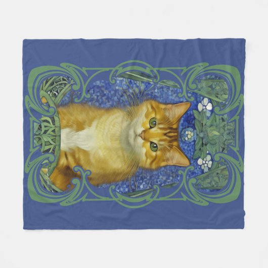 Schattige katje in Art Nouveau stijl Fleece Deken (Voorkant (Horizontaal))