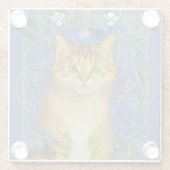 Schattige katje in  Art Nouveau stijl Glazen Onderzetter (Achterkant)