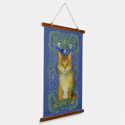 Schattige katje in  Art Nouveau stijl Hangend Wandkleed (Gebogen)
