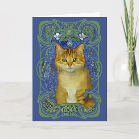 Schattige katje in  Art Nouveau stijl Kaart (Voorkant)