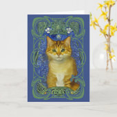 Schattige katje in Art Nouveau stijl Kaart (Gele Bloem)