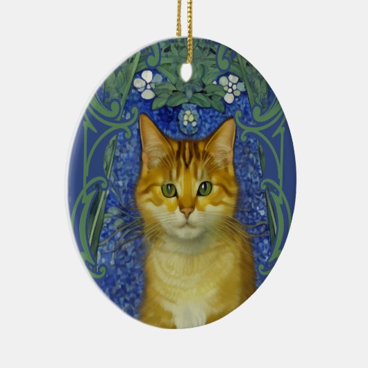 Schattige katje in  Art Nouveau stijl Keramisch Ornament (Rechts)